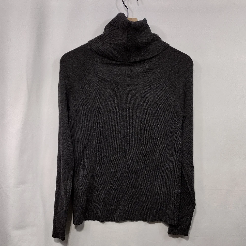 Ann Taylor 100% Wool Turtle Neck Sweater Women's L Gray Casual Comfy Minimalist - Picture 5 of 8